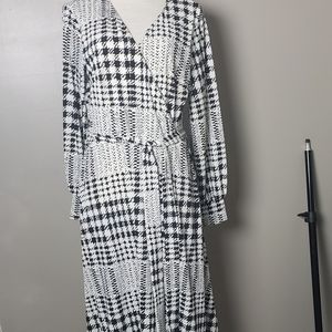 Houndstooth Print, Faux-Wrap, Designer H&M Dress